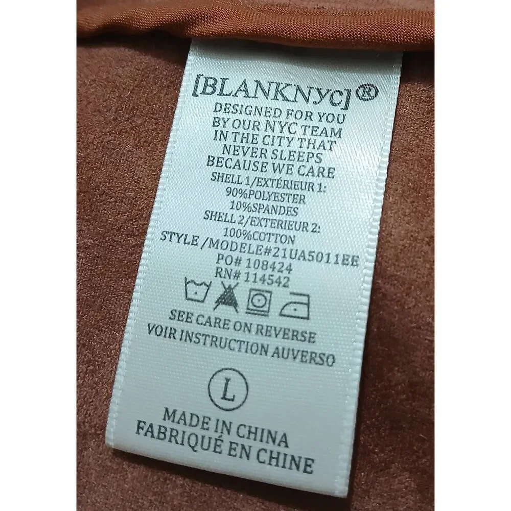 Blank nyc womens large rust brown faux suede leather fall jacket
